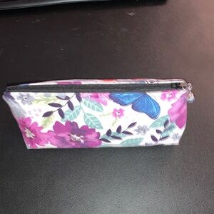 Handmade Zippered Triangular Everything Bag Butterfly & Floral Purple Red Charm